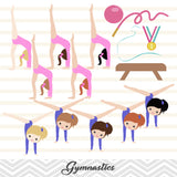 Girls Gymnastics Digital Clip Art, Gymnast Girl Clipart, 00192