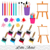 Little Artist Clip Art, Girls Art Party Clipart, Painting Party Clipart, 00168