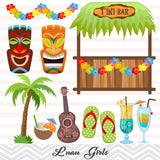 Luau Girl Digital Clip Art, Hawaii Tiki Party Clipart, Hula Party Girl Clip Art, 0170