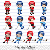 Boys Hockey Digital Clip Art, Sport Boys Hockey Team Clipart, 00251