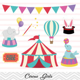 Circus Clip Art, Circus Girls Clipart, Carnival Clipart, 00193