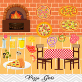 Pizza Party Clip Art, Little Chef Little Girl Pizza Clipart, 00172