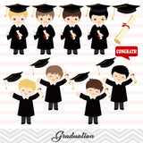 Graduation Boys Clip Art, Boys Graduate Clipart, Preschool Kindergarten Graduation Clipart, 00203