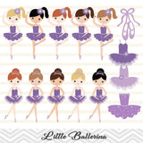 Purple Ballerina Digital Clip Art, Purple Ballet Dancer Clipart, Purple Ballet Girl Clipart, 00180