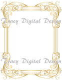 8 Gold Digital Full Page Border Clip Art, Full Page Border Clipart, 0114