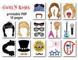 Guns N Roses Photo Booth Props, Printable Pop Star PhotoBooth Props, 0210