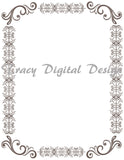 8 Grey Digital Full Page Border Clip Art, Full Page Border Clipart, 0115
